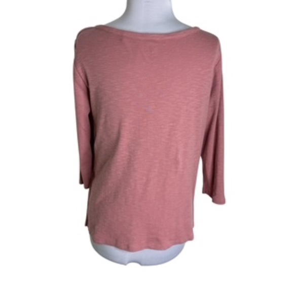 Kirkland Boat Neck White 3/4 Sleeve Slub Rose Colored Tee-Shirt Size M - Picture 4 of 6